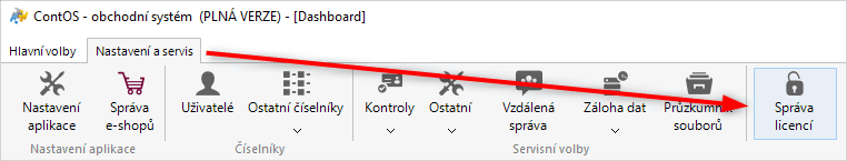 Obr. 1 - Spuštění průvodce aktivací a správy licencí v ContOSu.